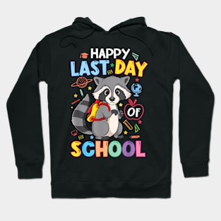 Last Day of School Kid Teacher Cute raccoon Graduation Hoodie